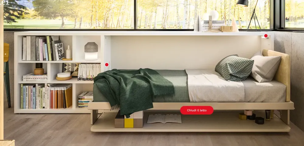 Cameretta Kali board con letti a scomparsa scontata^Clei New