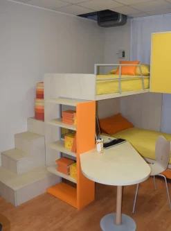 Discount Cameretta Klou giallo arancio  con letto a ponte scontata Camerette