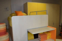 Discount Cameretta Klou giallo arancio  con letto a ponte scontata Camerette