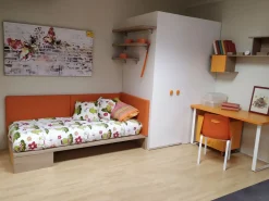 ZG Mobili Cameretta Oliver noce con letto a terra in offerta- Camerette