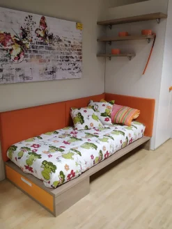 ZG Mobili Cameretta Oliver noce con letto a terra in offerta- Camerette