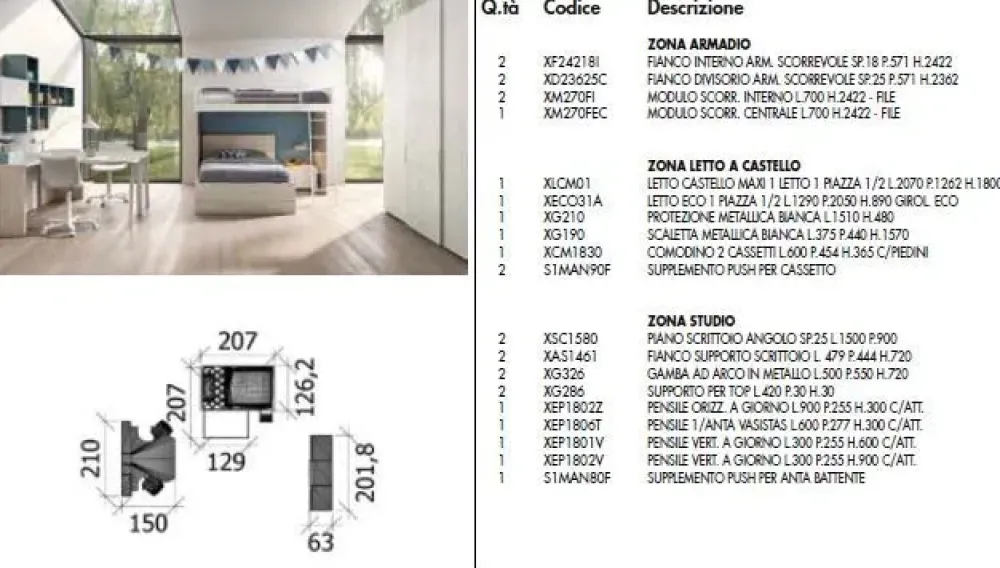 Sale Cameretta Room154 con letto a soppalco scontata Camerette