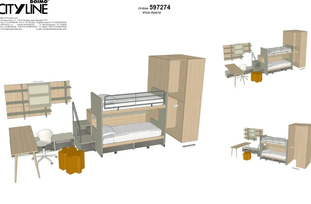 Doimo CityLine Cameretta Soppalco scorrevole roy con letto a soppalco scorrevole scontata- Camerette