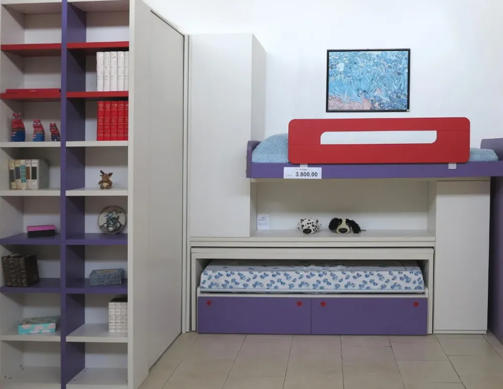 Clearance Cameretta T207 movida  con letto a castello scorrevole scontata Camerette