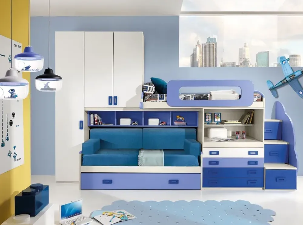 Giessegi Cameretta Uno per tutti di con letto a soppalco scontata- Camerette