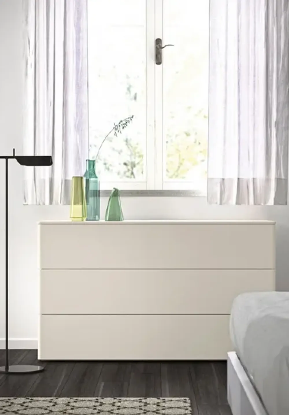 Discount Cassettiera Angolo smussato in Laccato opaco con forte sconto Cassettiere