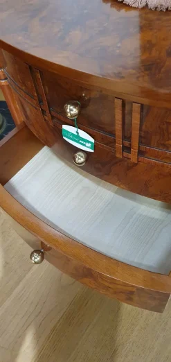 Artigianale Cassettiera Classica modello Ovale in radica con ribalta a marchio a prezzo scontato- Cassettiere