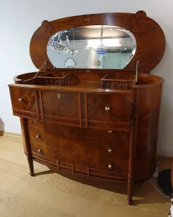 Artigianale Cassettiera Classica modello Ovale in radica con ribalta a marchio a prezzo scontato- Cassettiere