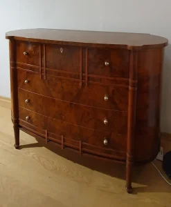 Artigianale Cassettiera Classica modello Ovale in radica con ribalta a marchio a prezzo scontato- Cassettiere