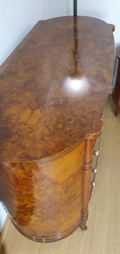 Artigianale Cassettiera Classica modello Ovale in radica con ribalta a marchio a prezzo scontato- Cassettiere