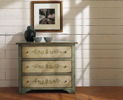 Artigianale Cassettiera Country modello Comò laccato con decori stile 700 in promo-sconto del 50% a marchio a prezzo Outlet- Cassettiere