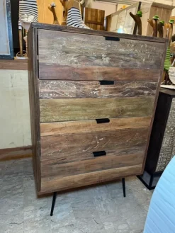 Outlet Etnico Cassettiera in Legno Cassettiera 4css old teak a prezzo scontato- Cassettiere