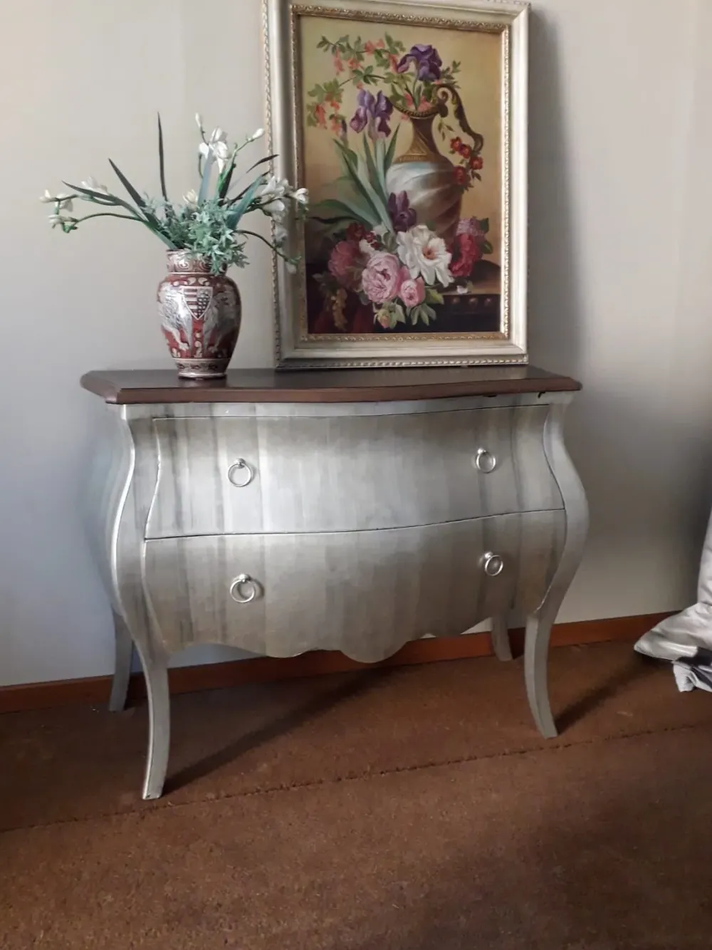 Cassettiera modello Jack bombato argento foglia in Legno in Offerta Outlet^Meroni Ugo & Figli Best