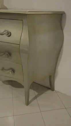 Codia Camera Gruppo letto Moderne in foglia argento Comò e comodini- Cassettiere