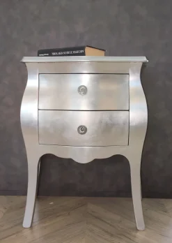 Comodino Bombato foglia argento di a PREZZI OUTLET^Artigianale