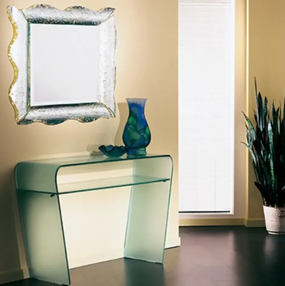 Collezione esclusiva Consolle modello Rebecca in cristallo curvato scontata del 50%- Consolle