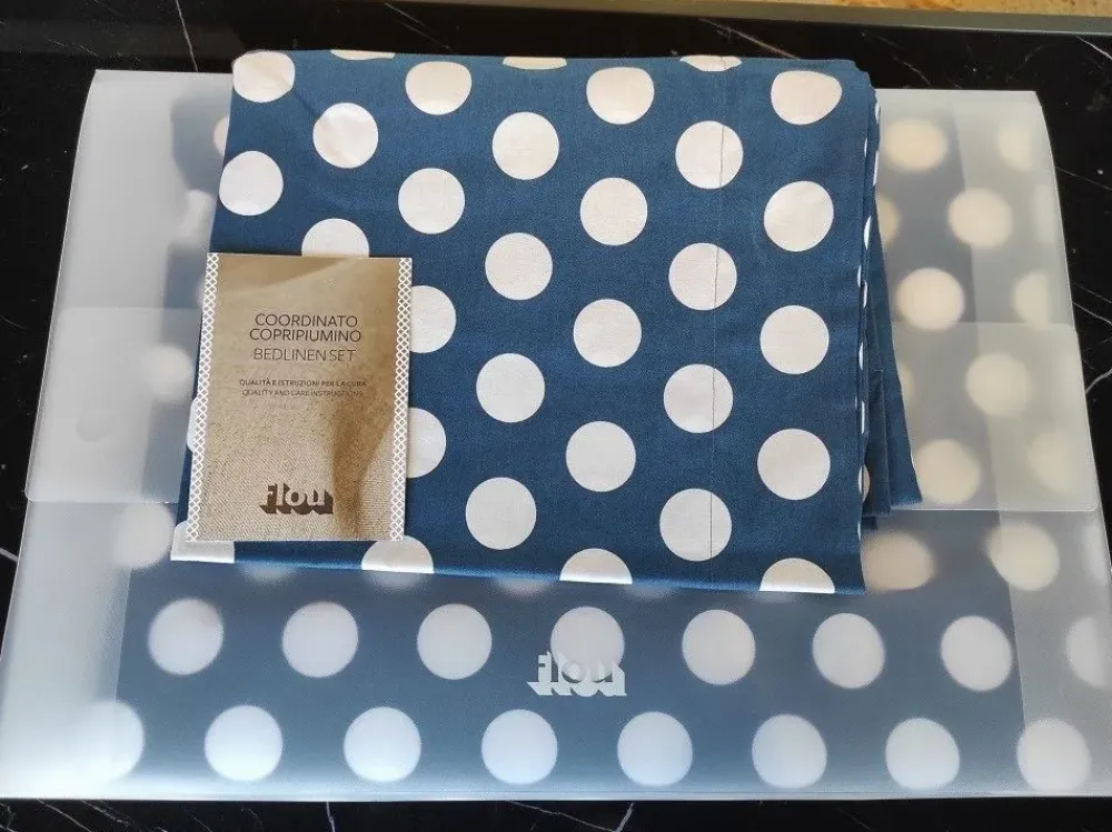 Copripiumini in Cotone modello Happy blu a prezzo scontato^Flou Discount