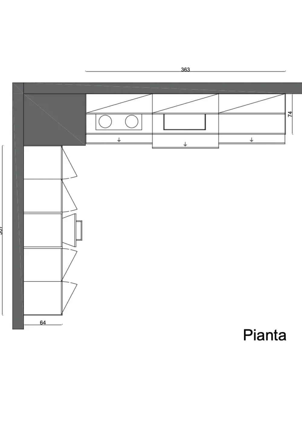 Poliform Cucina a PREZZI OUTLET in laminato opaco -45%- Cucine Lineari|Cucine Design