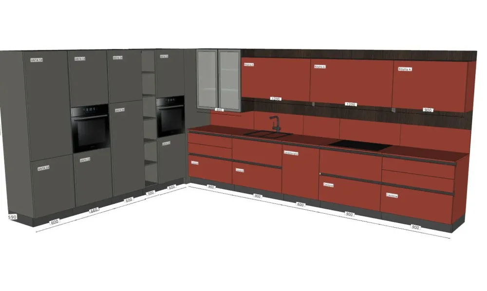 Cucina a prezzo ribassato ad angolo moderna Easy^Ar-Due Clearance