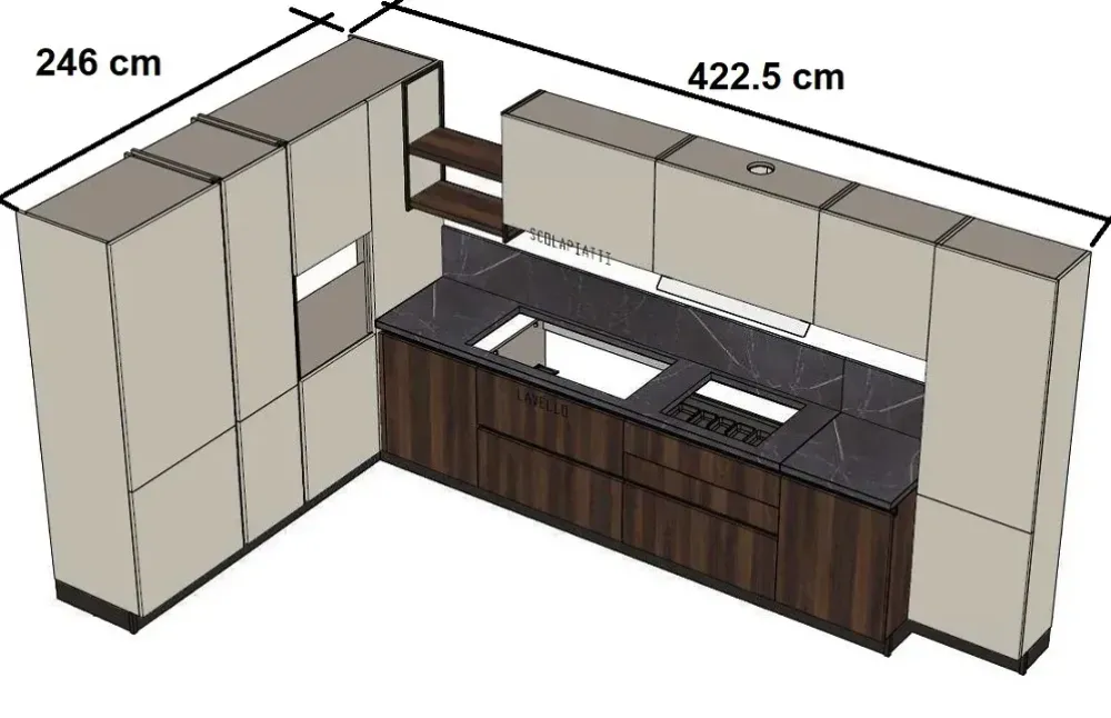 Outlet Cucina a prezzo scontato ad angolo moderna Domino 1 Cucine Ad Angolo|Cucine Moderne