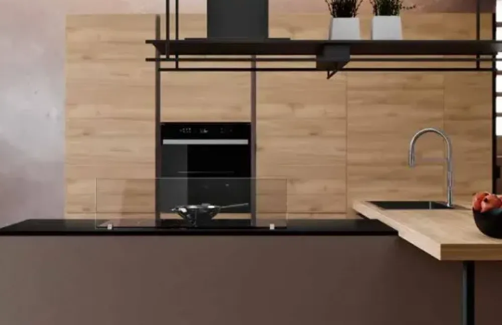 Imab Cucina a prezzo scontato ad angolo moderna Capri bianca e noce- Cucine Ad Angolo|Cucine Moderne