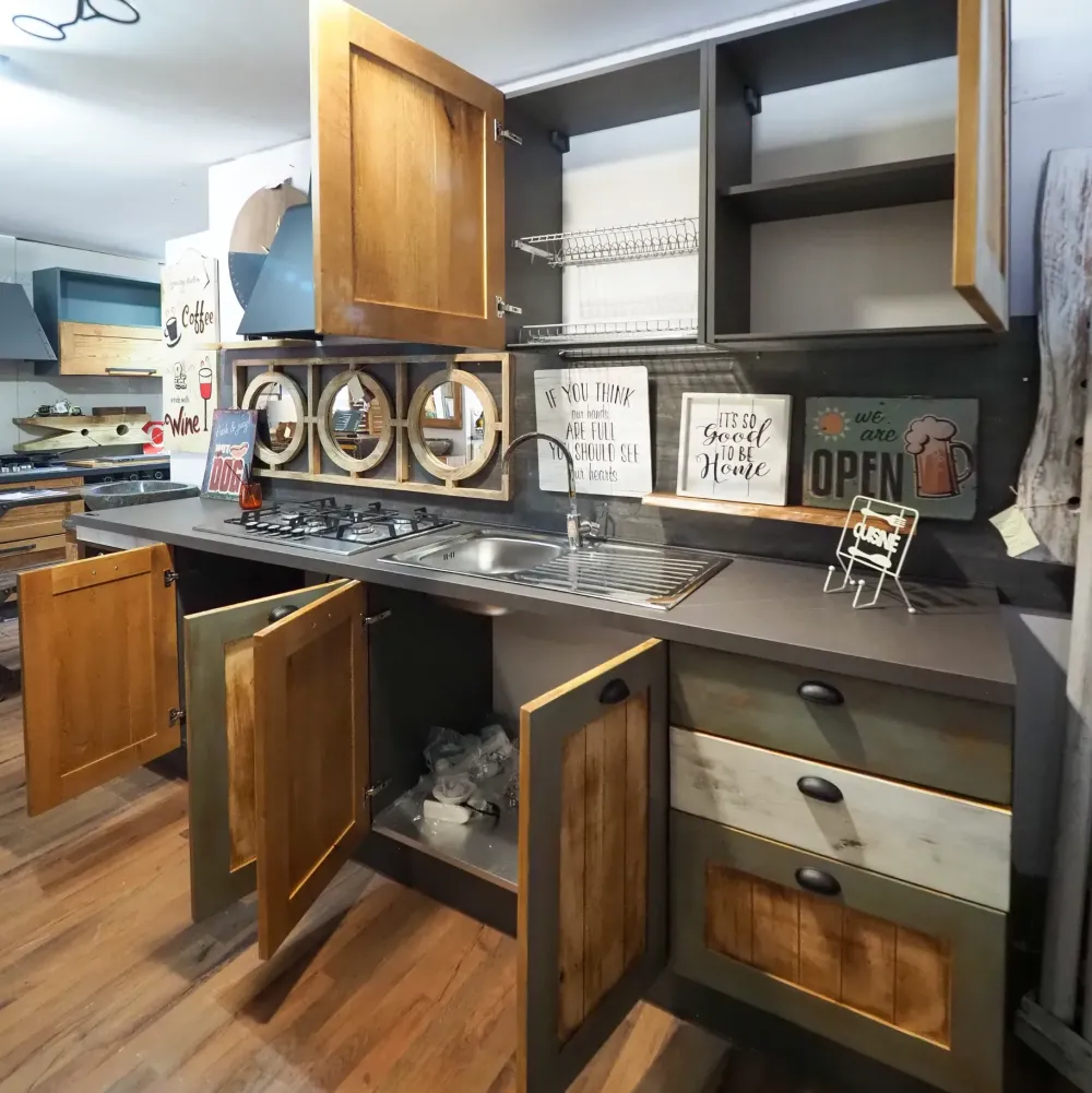 Cucina a prezzo scontato lineare provenzale Cucina nordic vintage style in legno^Nuovi Mondi Collection Discount