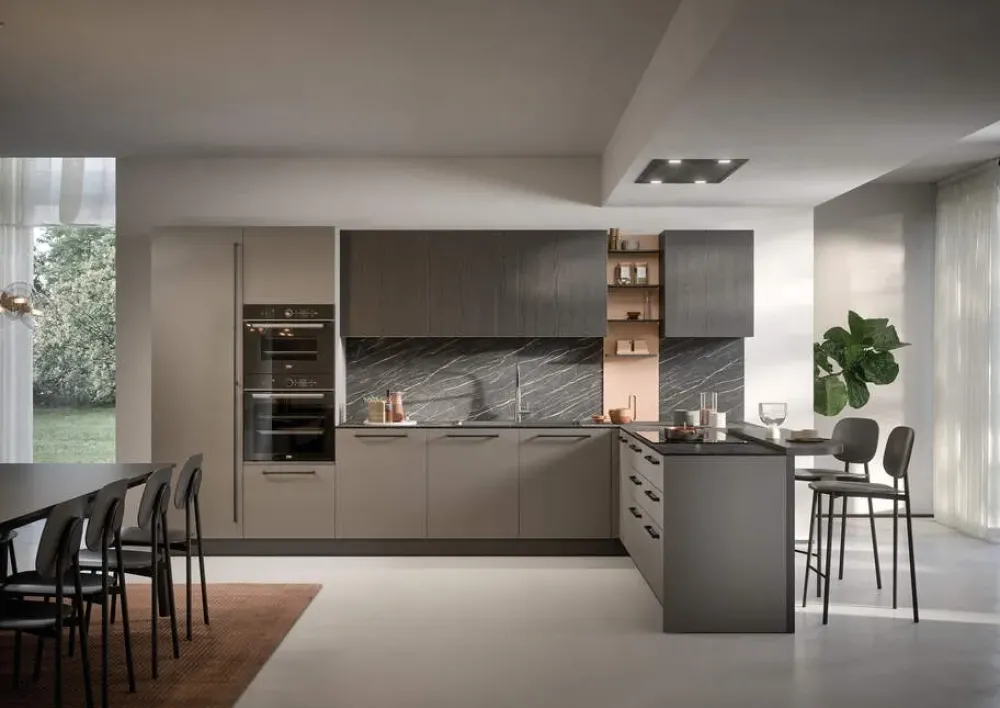 Prima Cucine Cucina a prezzo scontato con penisola moderna Domino composizione 10- Cucine Con Penisola|Cucine Moderne