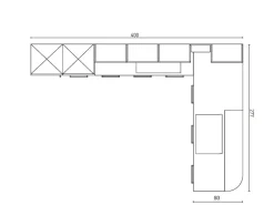 Prima Cucine Cucina a prezzo scontato con penisola moderna Domino composizione 10- Cucine Con Penisola|Cucine Moderne