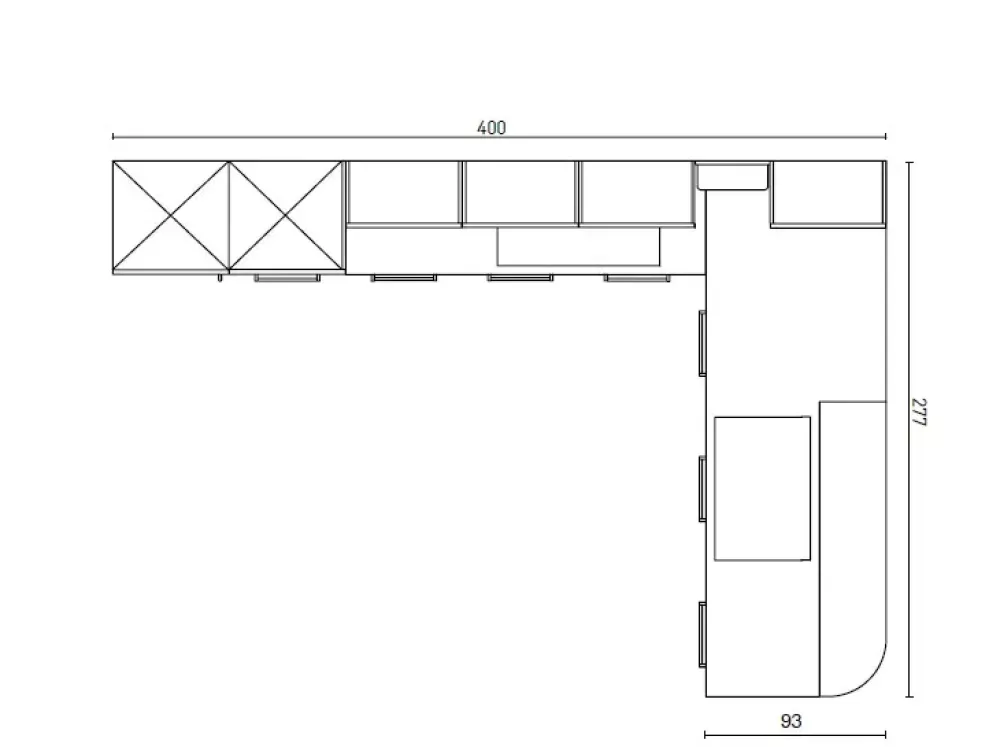Prima Cucine Cucina a prezzo scontato con penisola moderna Domino composizione 10- Cucine Con Penisola|Cucine Moderne