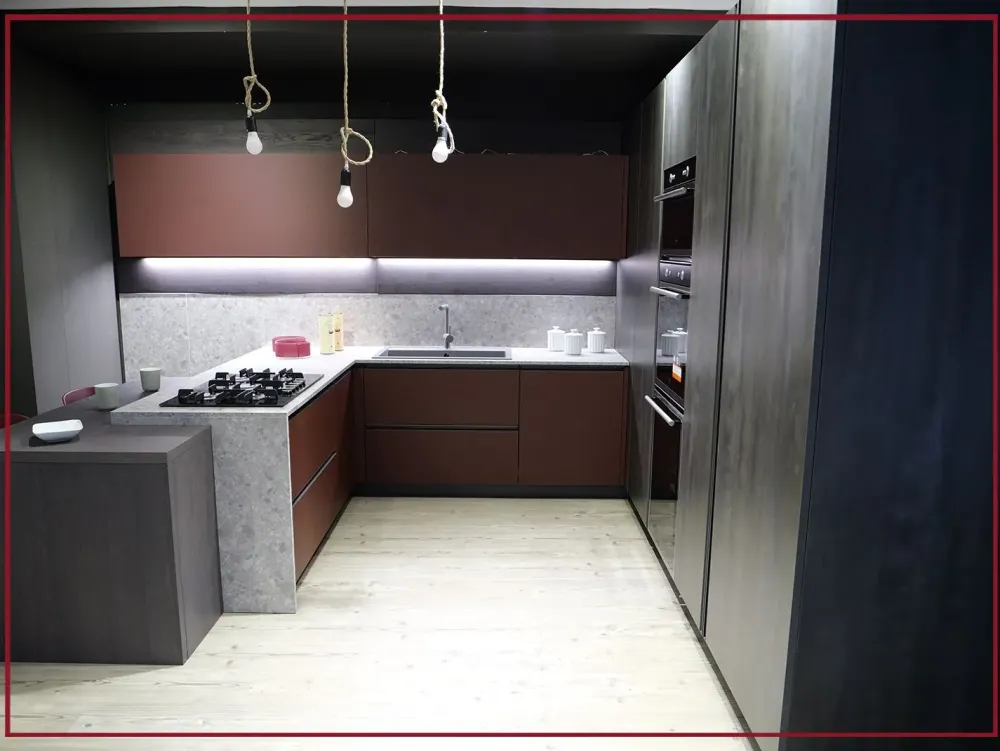 Cucina ad angolo in legno altri colori Kalì quadra a prezzo ribassato^Arredo3 Online