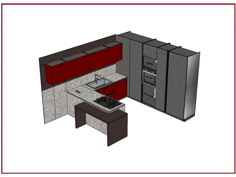 Cucina ad angolo in legno altri colori Kalì quadra a prezzo ribassato^Arredo3 Online