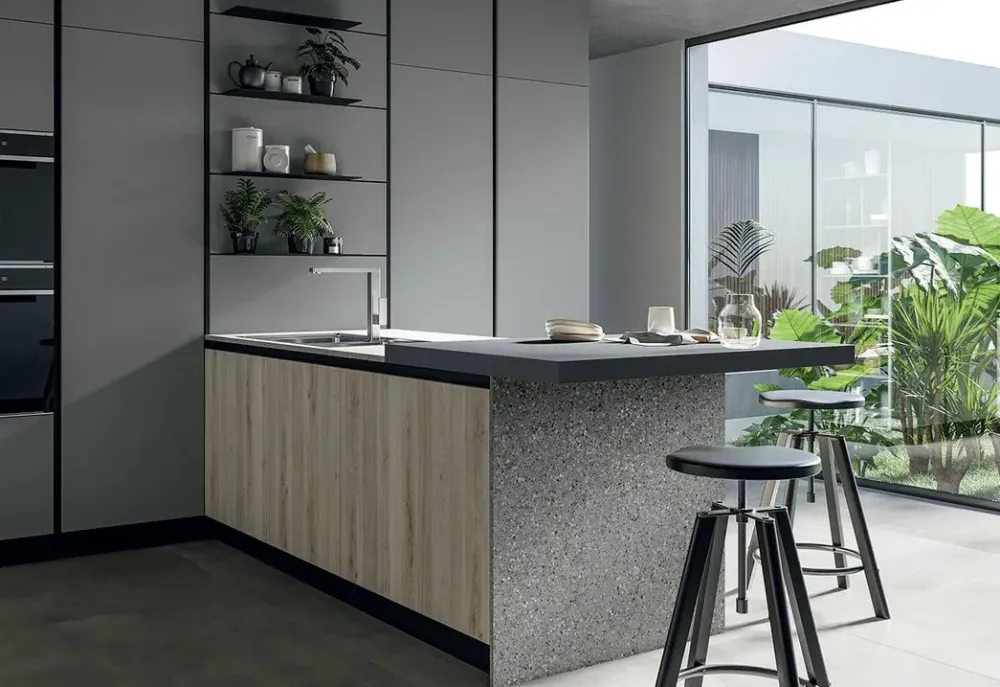 Clearance Cucina ad angolo moderna grigia Round3 Cucine Ad Angolo|Cucine Moderne