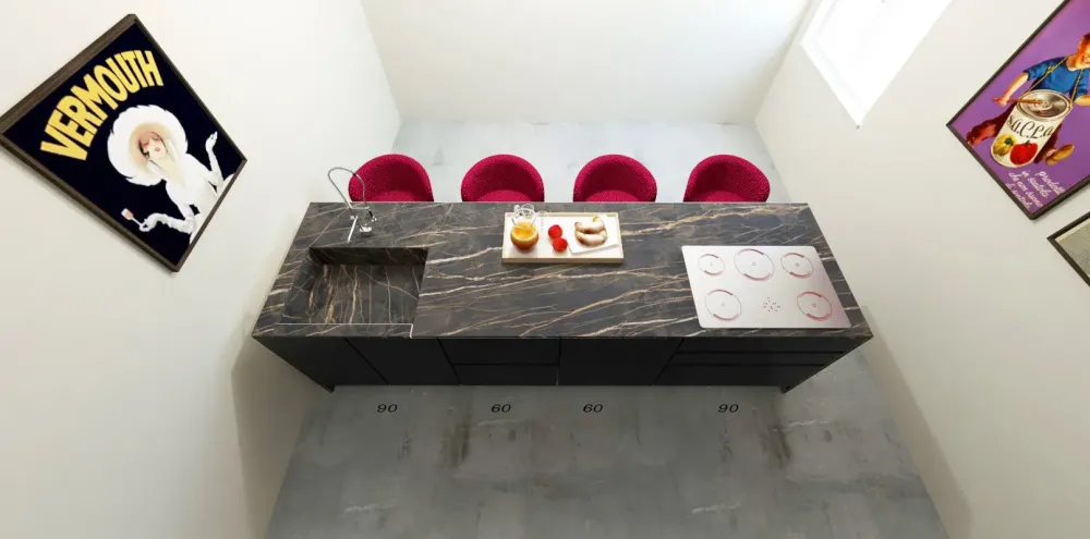 Astra Cucina ad isola in laccato opaco antracite Sp22 a prezzo scontato- Cucine Ad Isola|Cucine Design