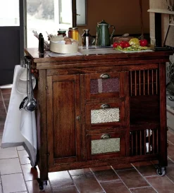 Cucina ad isola in legno noce Carrello daytona a prezzo scontato^Parlani New