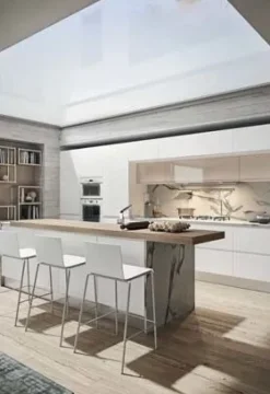 Cucina ad isola in polimerico lucido bianca Pura a prezzo ribassato^Colombini Casa Online