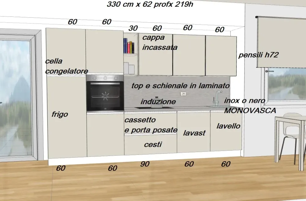 Cucina altri colori moderna lineare Smart kmaniglia a soli 4990 Euro^Gicinque New