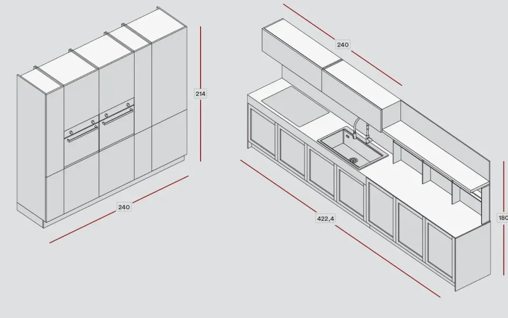 Clearance Cucina antracite design Penta / lungomare compo 11 scontata Cucine Lineari|Cucine Design