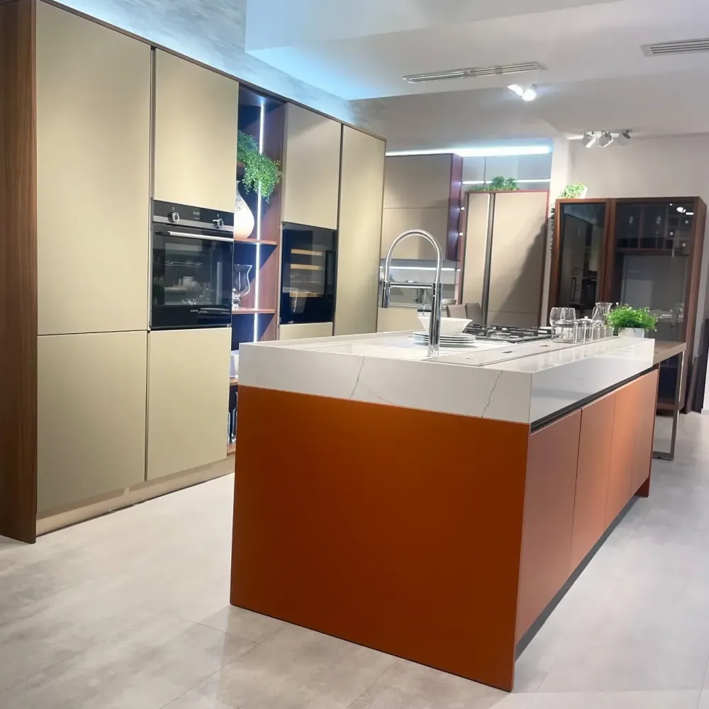 Clearance Cucina arancione design con isola Oyster pro laccata opaco a soli 13700€ Cucine Ad Isola|Cucine Design