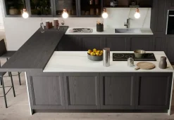 Discount Cucina classica con isola grigia in legno Frida 2 Cucine Ad Isola