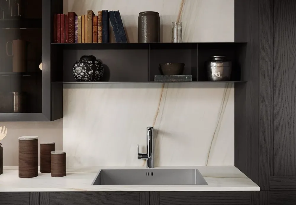 Discount Cucina classica con isola grigia in legno Frida 2 Cucine Ad Isola