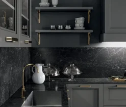 Cucina country ad angolo grigia in laccata opaco Meg 1 Cucine Ad Angolo|Cucine Country