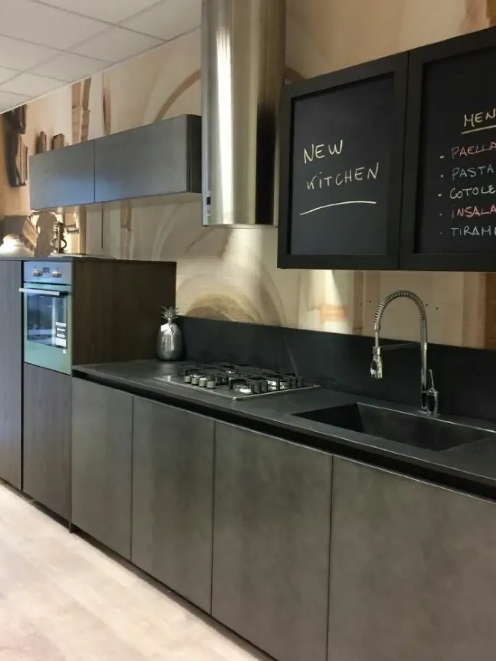 Sale Cucina country lineare grigio in laccato opaco Factory Cucine Lineari|Cucine Country