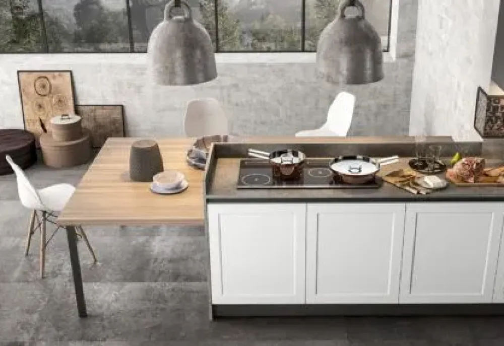 Cucina country lineare bianca in laccata Mhid_maiocchi^Arredo3 Hot
