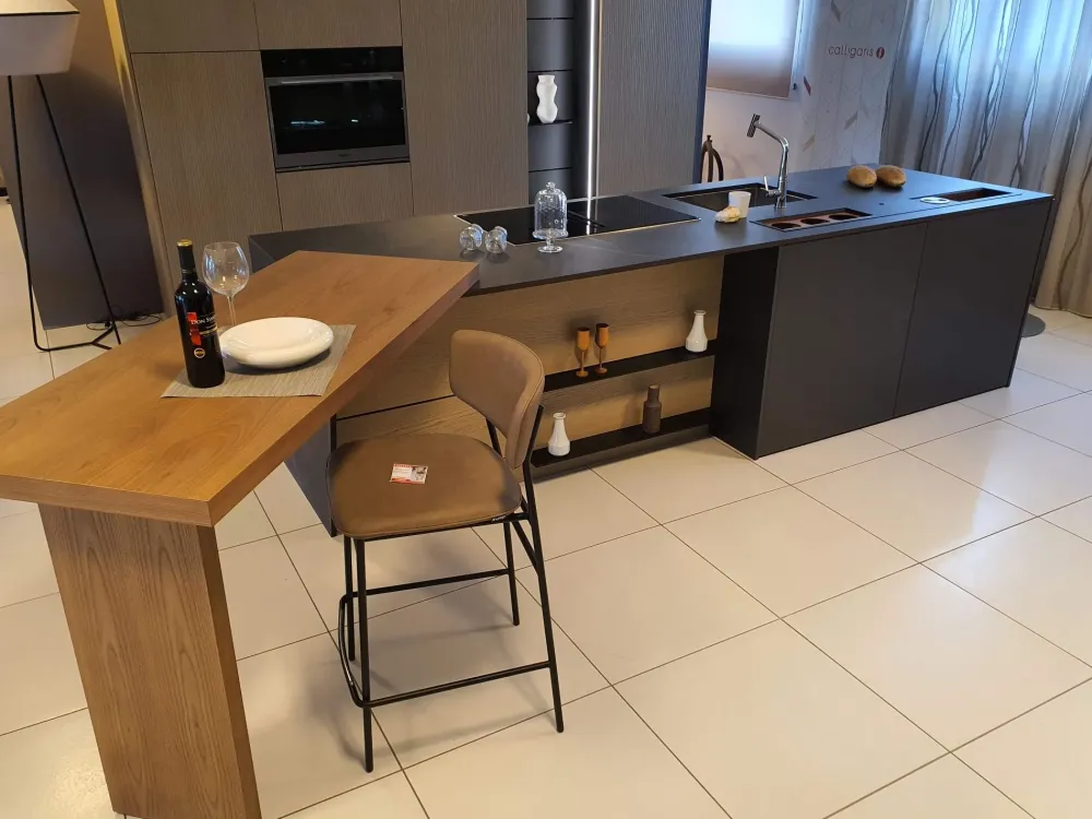 Discount Cucina moderna con isola grigia in laccata opaco K6 asia Cucine Ad Isola|Cucine Moderne