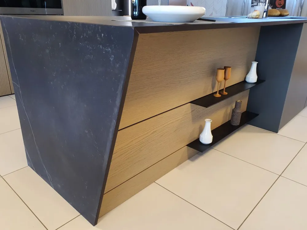 Discount Cucina moderna con isola grigia in laccata opaco K6 asia Cucine Ad Isola|Cucine Moderne