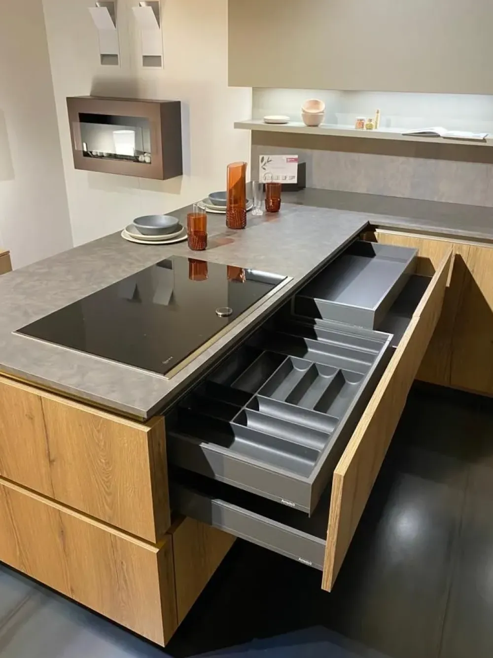 Arredo3 Cucina moderna con penisola altri colori in laminato materico Kali- Cucine Con Penisola|Cucine Moderne