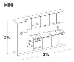 Arrex Cucina moderna lineare in laminato materico. Composizione 315-02. Altri colori.- Cucine Lineari|Cucine Moderne