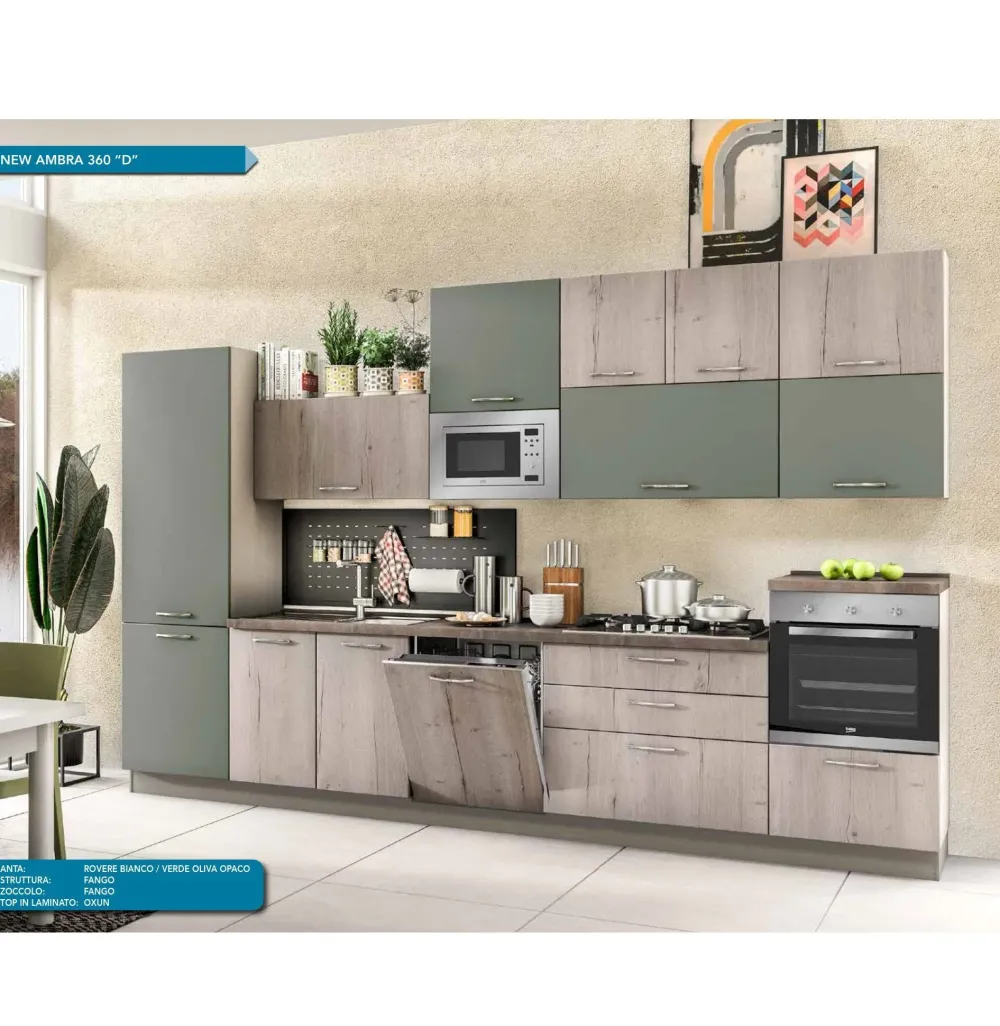 Outlet Cucina Cucina new ambra 360d OFFERTA OUTLET sconto 39% Cucine Lineari|Cucine Moderne