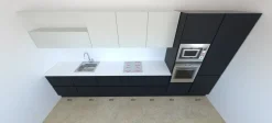 Cucina moderna lineare antracite in laminato opaco Sp22^Astra Discount