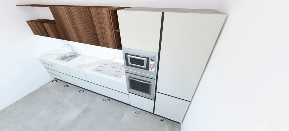 Astra Cucina moderna lineare grigio in laminato opaco Sp22- Cucine Lineari|Cucine Moderne